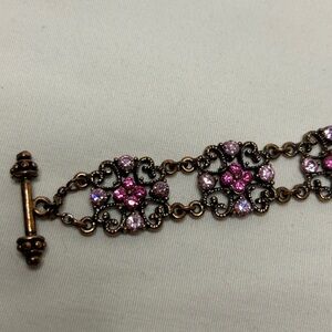 Pink Rhinestone Toggle Bracelet